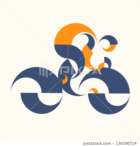 Mountain bike. Sports emblems in Art Deco style. Mountain bike. Sports emblems in Art Deco style. 136590724