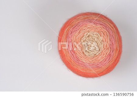 Gradient Pink and Beige Yarn Cake 136590756