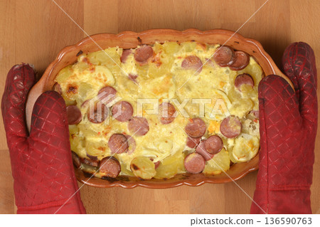 Baked Casserole with French Potatoes Baked Casserole with French Potatoes 136590763