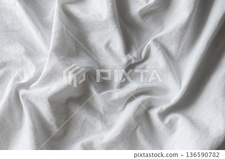 White Fabric with Wavy Folds White Fabric with Wavy Folds 136590782