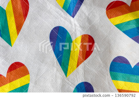 Rainbow Hearts Printed on Fabric Rainbow Hearts Printed on Fabric 136590792