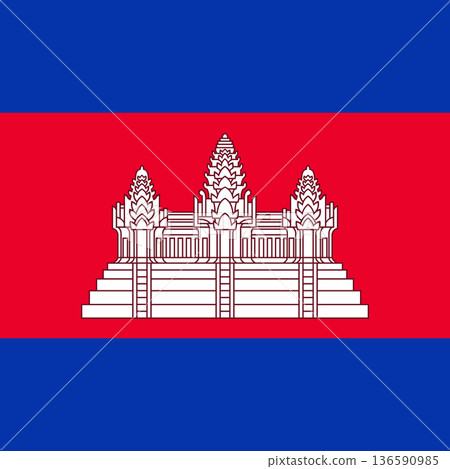 Cambodia - square flag 136590985