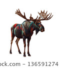 Moose Standing With Colorful Markings in an Art Display Setting During Daytime 136591274
