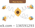 Tracing paths game where bees fly to the hive. Great for improving hand control and coordination. 136591293