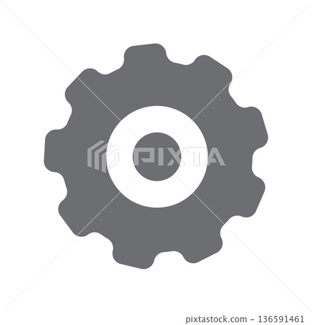 Simple gear icon isolated on white background, flat mechanical cogwheel vector illustration for engineering, technology and industry concepts 136591461
