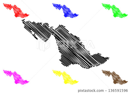 Biak island (Republic of Indonesia, Melanesia, Oceania, Schouten Islands Archipelago) map vector illustration, scribble sketch Biak map Biak island (Republic of Indonesia, Melanesia, Oceania, Schouten Islands Archipelago) map vector illustration, scribble sketch Biak map 136591596