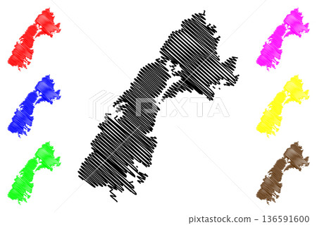 Blido island (Kingdom of Sweden, Stockholm archipelago) map vector illustration, scribble sketch Blido map Blido island (Kingdom of Sweden, Stockholm archipelago) map vector illustration, scribble sketch Blido map 136591600