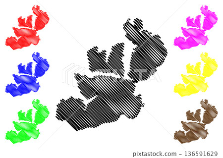 Kvaloya island (Kingdom of Norway) map vector illustration, scribble sketch Tromso or Sallir map Kvaloya island (Kingdom of Norway) map vector illustration, scribble sketch Tromso or Sallir map 136591629
