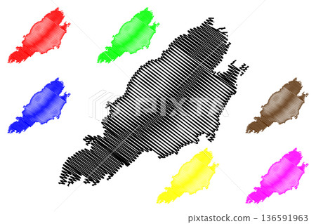 Landegode island (Kingdom of Norway) map vector illustration, scribble sketch Landegode map 136591963