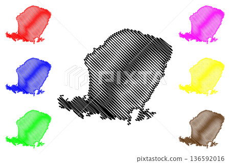 Lombok island (Republic of Indonesia, South East Asia, Lesser Sunda Islands) map vector illustration, scribble sketch Lombok map 136592016