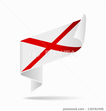 Alabama flag ribbon icon for patriotic, cultural, or national designs. Vector illustration. 136592498