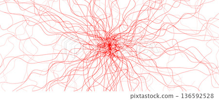 Blood Vessels Imaging Veins Vascular System Bloodstream Venous Pattern, Red Human Cardiovascular Anatomy Dynamic Stream, Medical Science Graphics, Abstract Circulation Concept. Vector Illustration 136592528