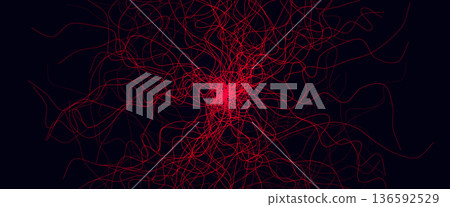 Blood Vessels Imaging Veins Vascular System Bloodstream Venous Pattern, Red Human Cardiovascular Anatomy Dynamic Stream, Medical Science Graphics, Abstract Circulation Concept. Vector Illustration 136592529