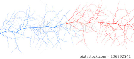 Blood Vessels Imaging Veins Vascular System Bloodstream Venous Pattern, Red Human Cardiovascular Anatomy Dynamic Stream, Medical Science Graphics, Abstract Circulation Concept. Vector Illustration 136592541