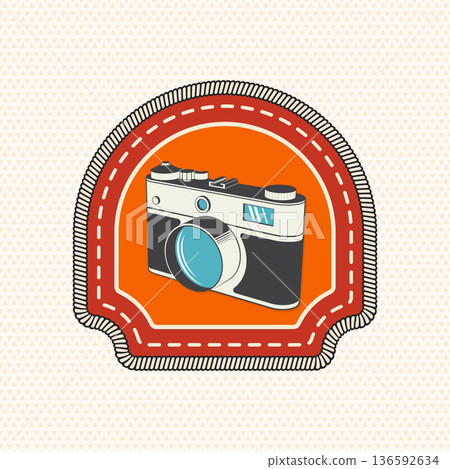Scout badge with Photo camera. Vector. Merit patch, sticker for camping outdoor and academic activities Scout badge with Photo camera. Vector. Merit patch, sticker for camping outdoor and academic activities 136592634