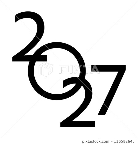 2027 number design template. 2027 New Year logo design. Vector illustration isolated on white background. 136592643