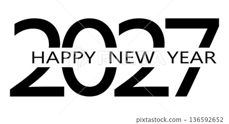 2027 number design template. 2027 New Year logo design. Vector illustration isolated on white background. 136592652