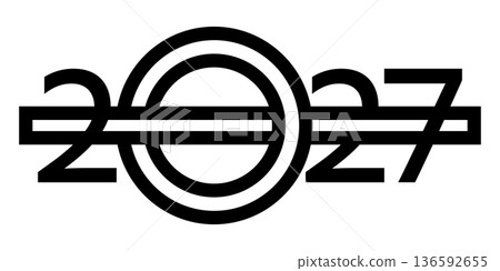 2027 number design template. 2027 New Year logo design. Vector illustration isolated on white background. 136592655