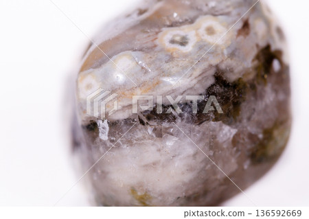 Macro mineral stone Jasper oceanic on a white background 136592669