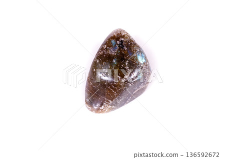 Macro mineral stone Labradorite on white background Macro mineral stone Labradorite on white background 136592672