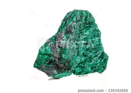 Macro mineral stone plisoviy, plush, satin malachite on a white background Macro mineral stone plisoviy, plush, satin malachite on a white background 136592688