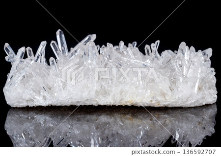 Macro Mineral Stone Rhinestone in Crystals on a Black Background 136592707