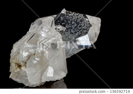 Macro mineral stone rhinestone on a black background Macro mineral stone rhinestone on a black background 136592719