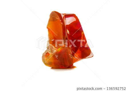 Macro Opal mineral stone in rock on white background Macro Opal mineral stone in rock on white background 136592752