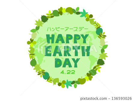 地球日插圖葉子圓形框架 136593026