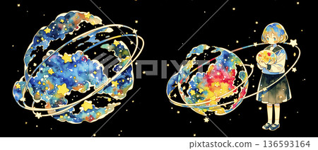 精神不穩定的女性水彩插畫 136593164