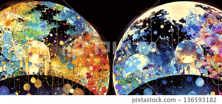 精神不穩定的女性水彩插畫 136593182