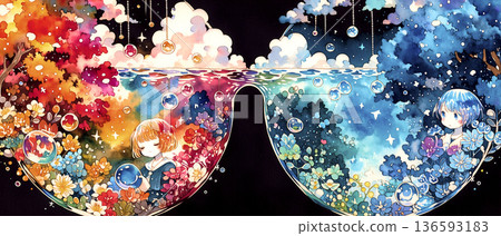 精神不穩定的女性水彩插畫 136593183