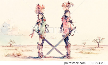 Your biggest enemy is yourself. Female illustration. Watercolor painting. 136593349