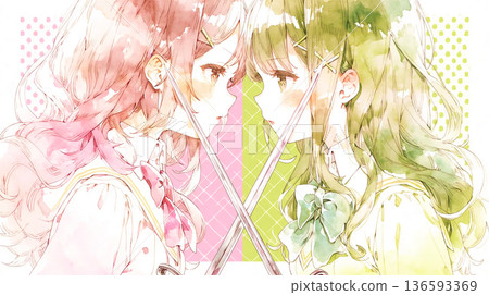 你最大的敵人就是你自己。女性插畫。水彩畫。 136593369