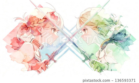 Your biggest enemy is yourself. Female illustration. Watercolor painting. 136593371