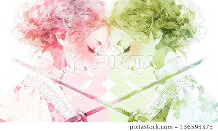 Your biggest enemy is yourself. Female illustration. Watercolor painting. 136593373