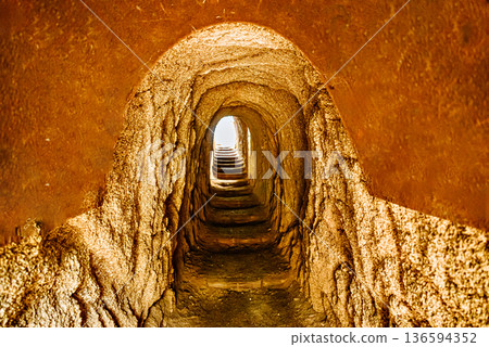 Passageway of the Cami de Ronda coastal path on the Costa Brava, from Platja d'Aro to Sant Antoni de Calonge. Cala del Pi 136594352