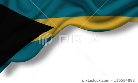 Symbol of sovereignty, Indias national flag billows in the wind against a clear sky 136594898