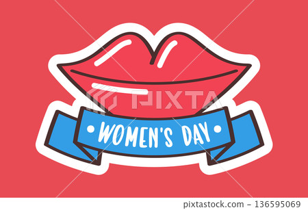 Red lips Women Day sticker Red lips Women Day sticker 136595069