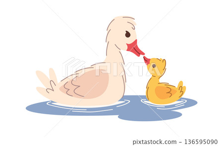 Duck and duckling cute family Duck and duckling cute family 136595090