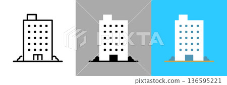 簡單的建築圖標 136595221