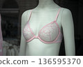 closeup of pink bra on mannequin in fashion store showroom for women 136595370
