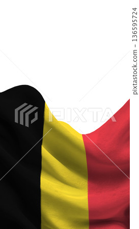 Belgian flag displayed with colors of black, yellow, and red during a national celebration in Belgium 136595724