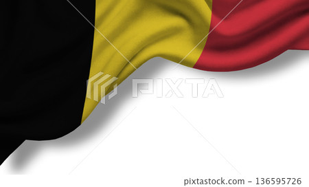 Belgian flag displayed with colors of black, yellow, and red during a national celebration in Belgium 136595726