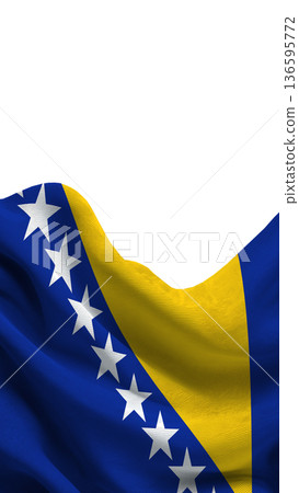 Bosnian flag waving on a clear background capturing national symbols and colors Bosnian flag waving on a clear background capturing national symbols and colors 136595772
