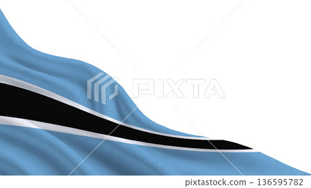 Blue flag of Botswana with a black stripe flowing in the wind showing support for a cause or remembrance 136595782