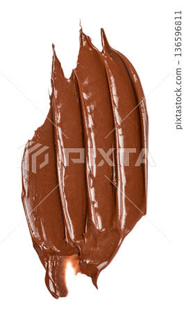 Chocolate Cream Smear Isolated on White Background Chocolate Cream Smear Isolated on White Background 136596811
