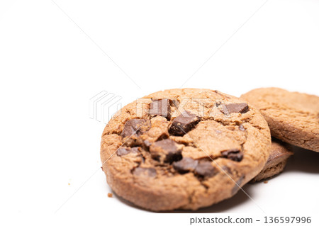 Chocolate biscuits on a white background Chocolate biscuits on a white background 136597996