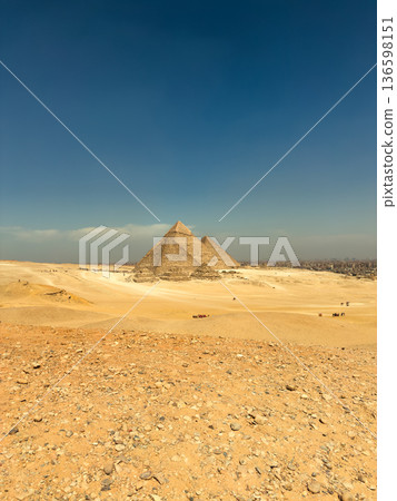 Majestic Architecture of the Great Pyramids in Bright Light 136598151