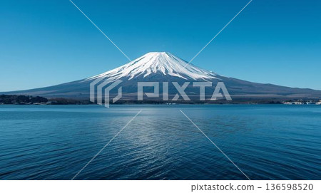 Mount Fuji in winter seen from the sea Mount Fuji in winter seen from the sea 136598520